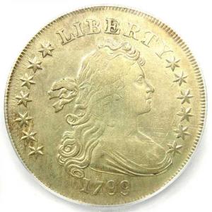 1799年 ドレープバスト シルバーダラー 1ドル硬貨 - ICG鑑定済み AU55
