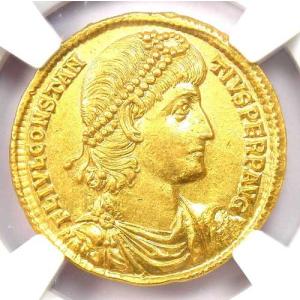 コンスタンティウス2世金貨AVソリドゥス（西暦337-361年） - NGC鑑定済みチョイスAU