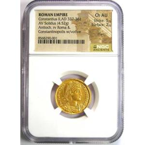 コンスタンティウス2世金貨AVソリドゥス(西暦...の詳細画像4