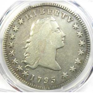 1795年フローイングヘア銀貨（1ドル） - PCGS鑑定済み、精緻なディテール - 希少品！