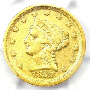1852-D リバティ金貨 クォーターイーグル $2.50 - PCGS AU 詳細 - 希少なダロネガコイン！