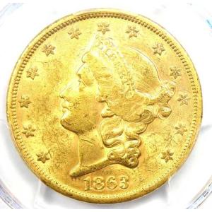 1863年Sミント リバティ金貨 ダブルイーグ...の詳細画像4