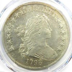 1798年 小型鷲のドレープ胸像 銀貨 1ドル 13星 - PCGS VF 詳細