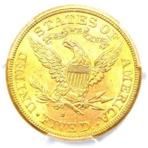 1881年Sミント リバティ金貨ハーフイーグル...の詳細画像3