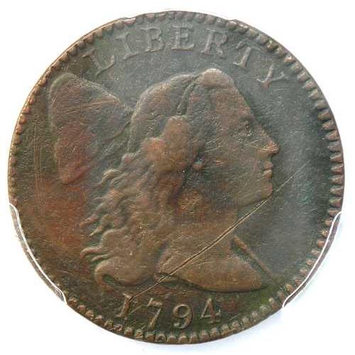 1794年 スプリットポール リバティキャップ ラージセント 1セント S-66 R5 - PCGS...