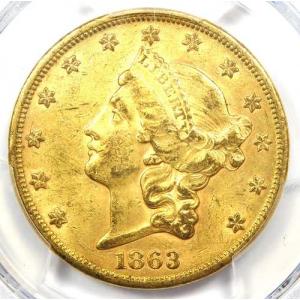 1863年Sミント リバティ金貨 ダブルイーグ...の詳細画像4