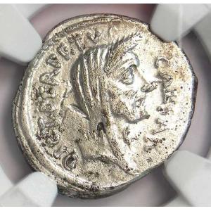 ジュリアス シーザー AR デナリウス P. セピュリウス メイサー コイン 紀元前 44 年。 NGC Choice 認定 VF