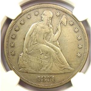 1871年CC シーテッド・リバティ銀貨 カー...の詳細画像4