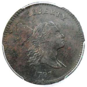 1797年 リバティキャップ フローイングヘア ハーフセント 1/2C - PCGS AU 詳細 - 希少なAUコイン