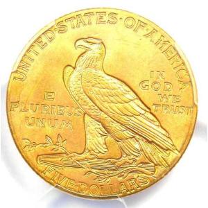 1908年インディアン金貨ハーフイーグル(5ド...の詳細画像3