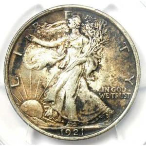 1921年 ウォーキングリバティハーフダラー 50セント硬貨 - PCGS未流通品詳細（UNC MS）