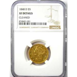 1848-D リバティ金貨ハーフイーグル 5ド...の詳細画像1