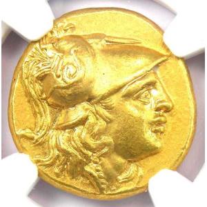 アレクサンドロス大王3世の金貨（マケドニア、紀元前336年） - NGC鑑定済み Ch XF