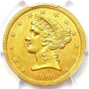 1860年Cミント リバティ金貨ハーフイーグル...の詳細画像4