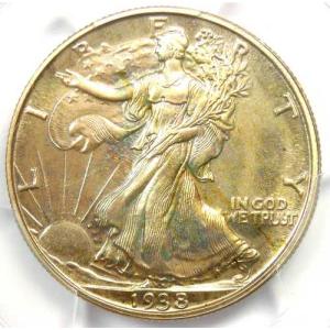 1938年プルーフウォーキングリバティハーフダラー50セント硬貨。PCGS PR68（PF68）。価値18,500ドル。