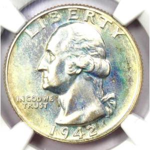 1942年プルーフワシントンクォーター25セント硬貨 - NGC PR68+プラスグレード - 6,000ドル以上の価値