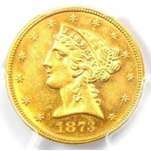 1873年リバティ金貨ハーフイーグル5ドル硬貨...の詳細画像4