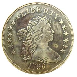 1798年 小型鷲ドレープ胸像銀貨 1ドル硬貨 - ANACS VF認定 詳細
