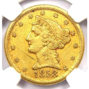 1858-D リバティ金貨ハーフイーグル 5ド...の詳細画像4