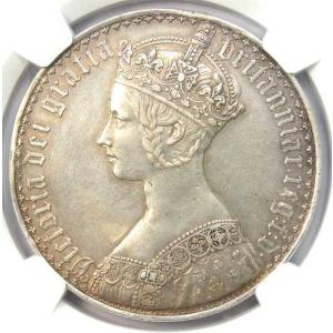 1847年 プルーフ イギリス イングランド UK ヴィクトリア ゴシック クラウン コイン - NGC プルーフ AU 詳細
