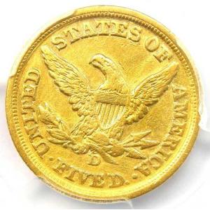 1852-D リバティ金貨ハーフイーグル 5ド...の詳細画像3