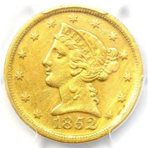 1852-D リバティ金貨ハーフイーグル 5ド...の詳細画像4