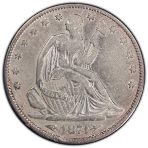 1874-CC 50セント 座像リバティハーフ...の詳細画像3