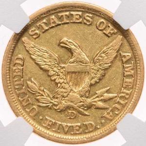 1852年Dミント発行、5ドル金貨(NGC鑑定...の詳細画像2