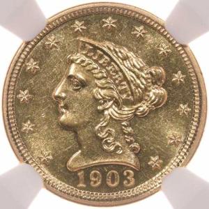 1903年 2.5ドル NGC PF62 CA...の詳細画像2
