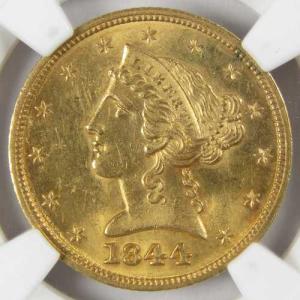 1844年 リバティヘッド金貨 5ドル ハーフ...の詳細画像2
