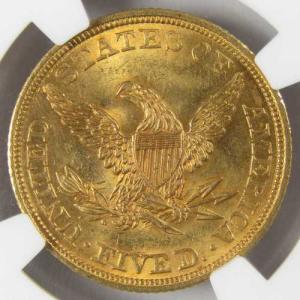 1844年 リバティヘッド金貨 5ドル ハーフ...の詳細画像3