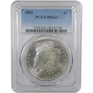 1893年 モーガン銀貨 MS 64+ PCGS 未流通 1ドル硬貨 コレクターズアイテム