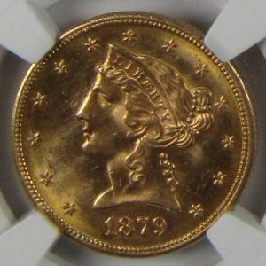 1879年 S リバティヘッド金貨 5ドル ハ...の詳細画像2