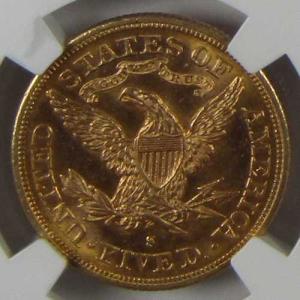 1879年 S リバティヘッド金貨 5ドル ハ...の詳細画像3