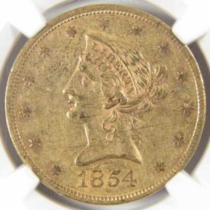 1854年Sミント リバティヘッド金貨10ドル...の詳細画像2