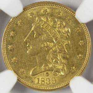 1839年 Oクラシックヘッド金貨 $2.50...の詳細画像2