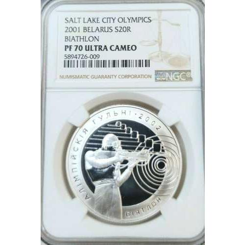 2001年 ベラルーシ 銀貨 20ルーブル S20R バイアスロン NGC PF 70 ウルトラカメ...