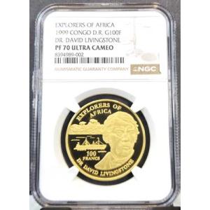1999年 コンゴ 金貨 100フラン ドクター・リビングストン NGC PF 70 ウルトラカメオ レア POP 2