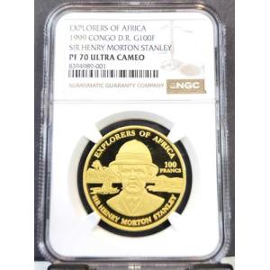 1999年 コンゴ 金貨 100フラン サー・ヘンリー・モートン・スタンレー NGC PF 70 ウルトラカメオ レア