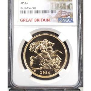 1984年 イギリス 金貨 5ソブリン セント...の詳細画像2