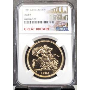 1984年 イギリス 金貨 5ソブリン セント...の詳細画像3