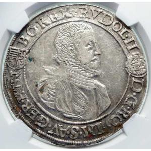1582年 ハンガリー王ルドルフ2世 王冠鷲 アンティーク銀貨 ターラー NGC i87201