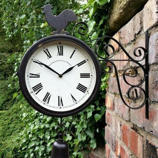 掛け時計 Outdoor Garden Wall Station Clock Double Side...