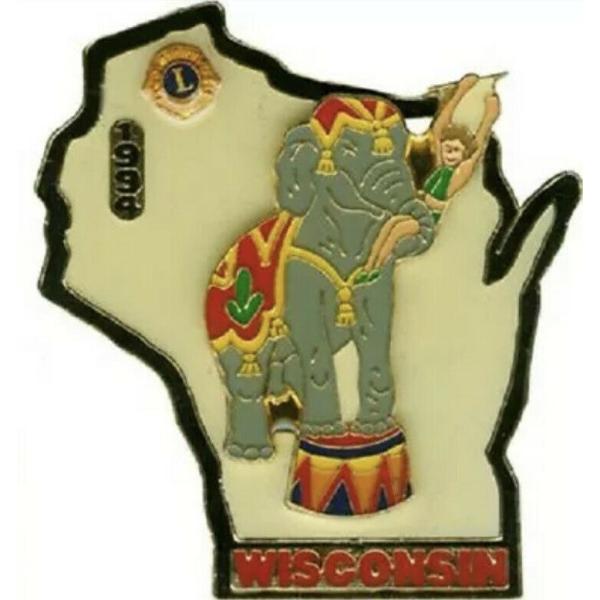 ピンバッジ New! WISCONSIN Pin Circus Elephant 1.5&quot; LION...