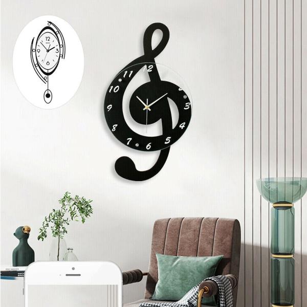 掛け時計 Black Glass Wall Clock Watch Modern Design Li...