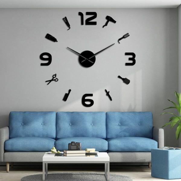 掛け時計 Barber Shop Wall Clock Mirror Surface Clocks ...