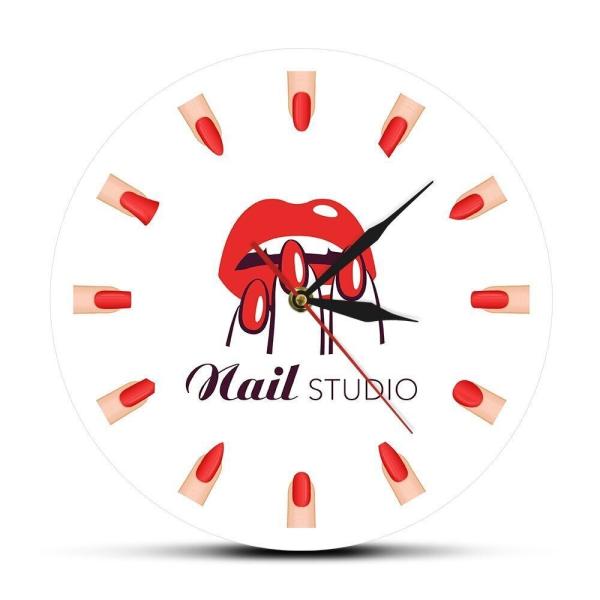 掛け時計 Nail Studio Beauty Salon Different Nail Shape...