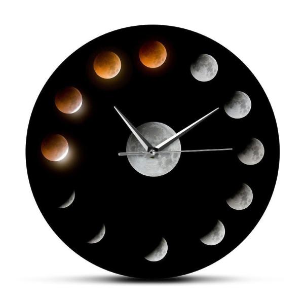 掛け時計 Total Lunar Eclipse Moon Phases Silent Wall C...