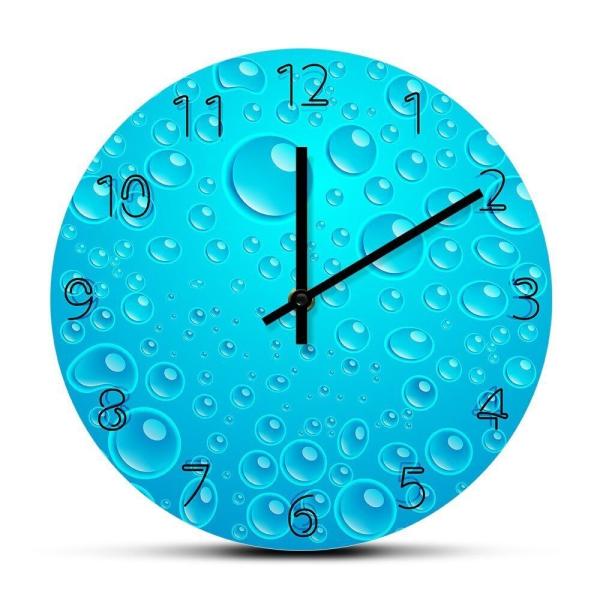 掛け時計 Rain Water Drops Blue Silent Wall Clock Led L...