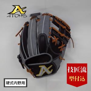 アトムズ　硬式グラブ　限定AGL-501C ATOMS アトムス 硬式内野手 AGL-501 ブラックXレッド 限定品 技